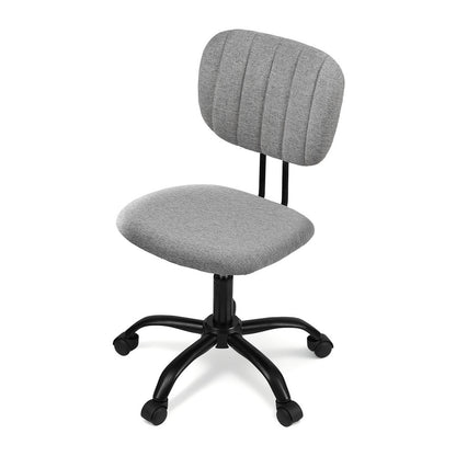 Artiss Armless Office Chair with Wheels, Ergonomic 360° Swivel Home Office Desk Chair, Height Adjustable Computer Task Chair with Fabric Back and Seat for Small Space, Grey