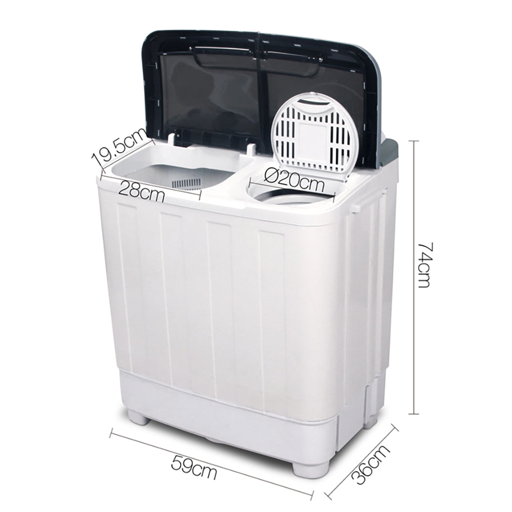 Devanti Portable Washing Machine Twin Tub 4.6KG White