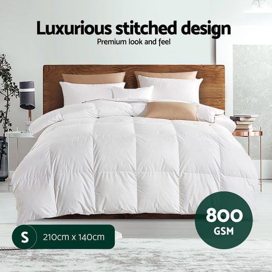 Giselle Bedding 800GSM Goose Down Feather Quilt Winter Blanket Duvet Comforter Single