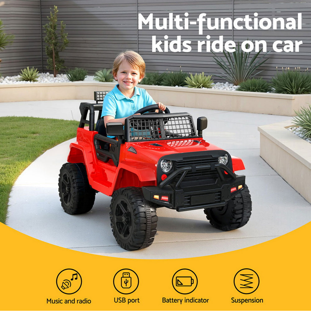 Rigo Kids Electric Ride On Car Jeep Toy Cars Remote 12V Red