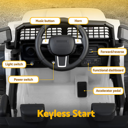 Rigo Kids Electric Ride On Car Jeep Toy Cars Remote 12V White