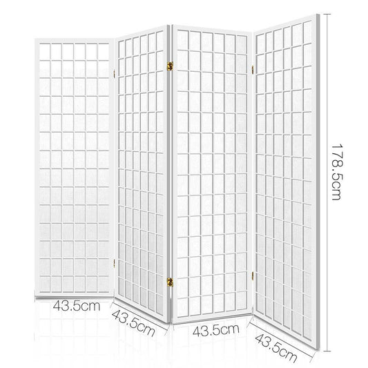 Artiss 4 Panel Room Divider Screen 174x179cm White
