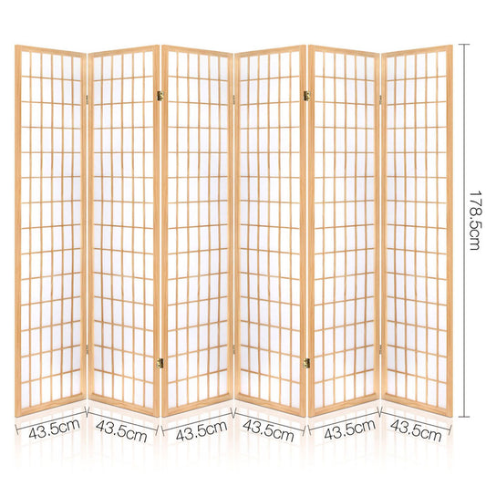 Artiss 6 Panel Room Divider Screen 261x179cm Natural