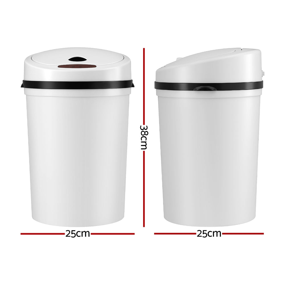 Devanti Sensor Bin Motion Rubbish Bins Kitchen Automatic Trash Can White 9L