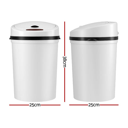 Devanti Sensor Bin Motion Rubbish Bins Kitchen Automatic Trash Can White 9L