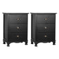 Artiss 2x Bedside Table 3 Drawers Vintage - THYME Black