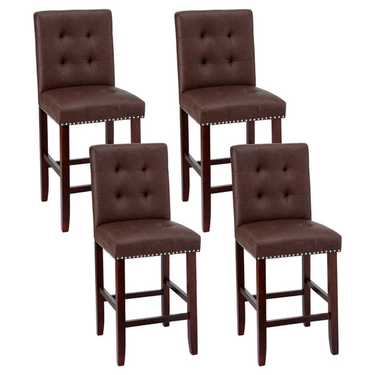 Artiss 4x Bar Stools Kitchen Dining Chairs Counter PU Leather Wooden Ada Brown