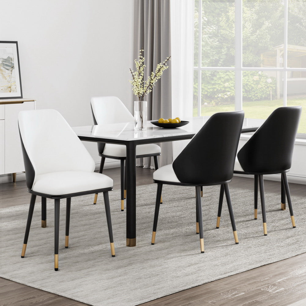 Artiss Dining Chairs Set of 4 Leather Seat Beige and Black