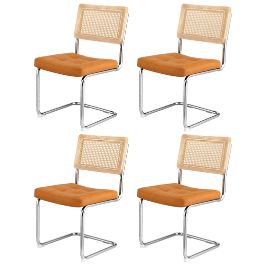Artiss Dining Chairs Set of 4 PU Leather Rattan Cantilever Brown