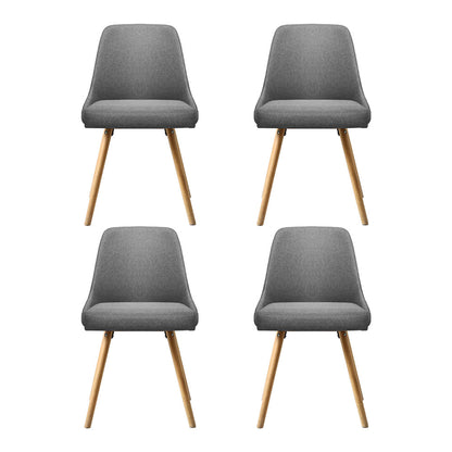 Artiss Dining Chairs Set of 4 Fabric Wooden Grey