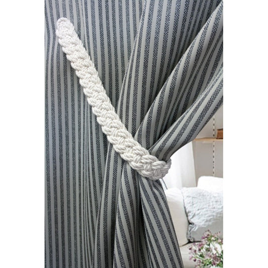 Ecru white rustique braided magnetic tieback