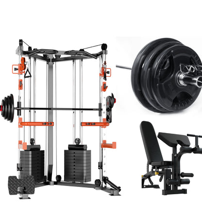SmartFit C1 Max Multi Functional Cable Crossover Station 140kgs Pin Loaded  Machine  + Multi Func Bench+7Ft Olympic Barbell + 100kgs Weights