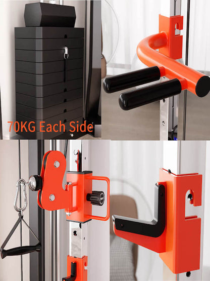SmartFit C1 Max Multi Functional Cable Crossover Station 140kgs Pin Loaded  Machine  + Multi Func Bench+7Ft Olympic Barbell + 100kgs Weights