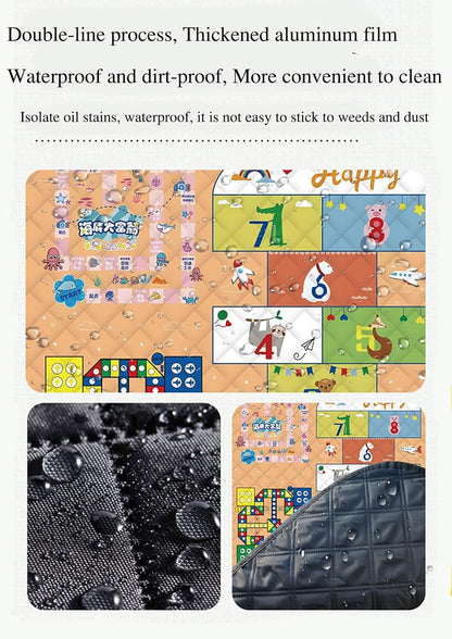 Waterproof Picnic Blanket with Flying Chess Game: 80''x80'' Extra Large, Foldable for Australian Camping, Beach & Family Gatherings