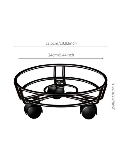 Movable Iron Potted Plant Stand for Home Garden Decoration-Black
