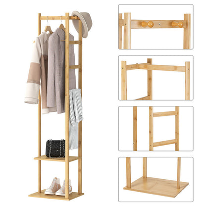 Bamboo Coat & Hat Rack Stand Shoe Shelf Thicken Wooden Hanger