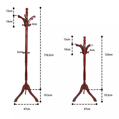 Birch Wood Coat Rack Stand Adjustable Hall Tree Entryway