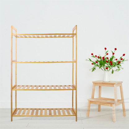Bamboo 4 Tier Shelving Unit Kitchen Bedroom Bookshelf