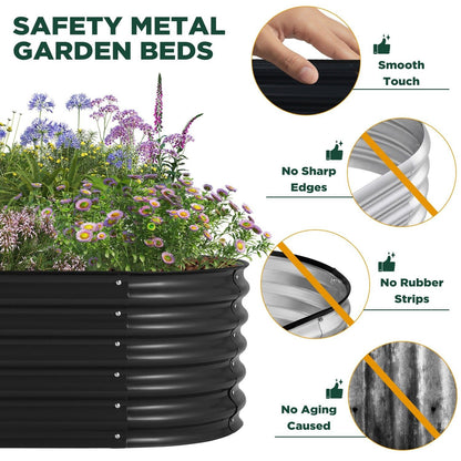 Oval Raised Garden Bed 160x80x42cm Galvanised Steel Planter