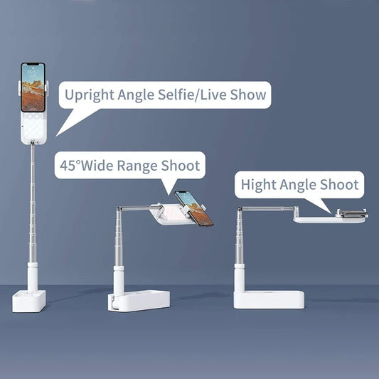 LED Portable Phone Holder Stand Wireless Remote Dimmable Selfie Fill Light Lamp White - Mekamart Australia