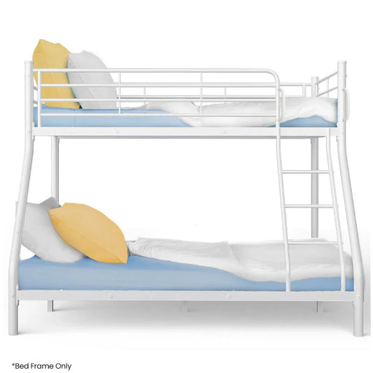 KINGSTON SLUMBER Single over Double Metal Bunk Bed Frame, Matte White - Mekamart Australia