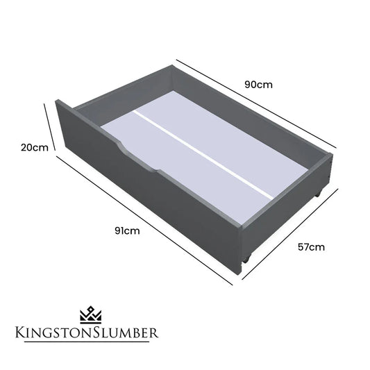Kingston Slumber Trundle Storage Under Bunk Bed Drawers, 2 Pieces, Grey - Mekamart Australia