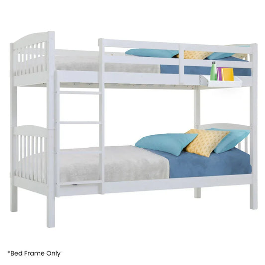 Kingston Slumber Wooden Kids Bunk Bed Frame, with Modular Design that can convert to 2 Single, White - Mekamart Australia