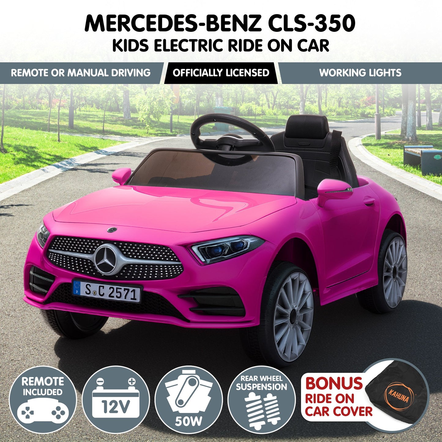 Kahuna Mercedes Benz CLS 350 Kids Electric Ride On Car with Remote Control - Pink