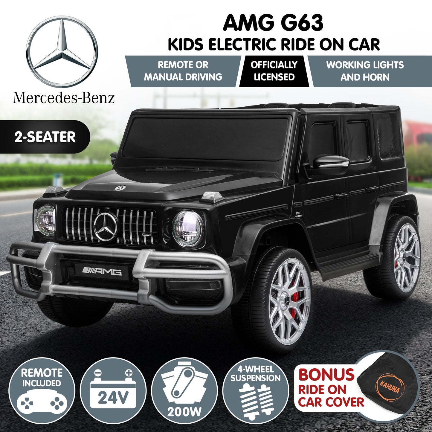 Kahuna Mercedes Benz AMG G63 Kids Electric Two Seater Ride On Car with Remote Control