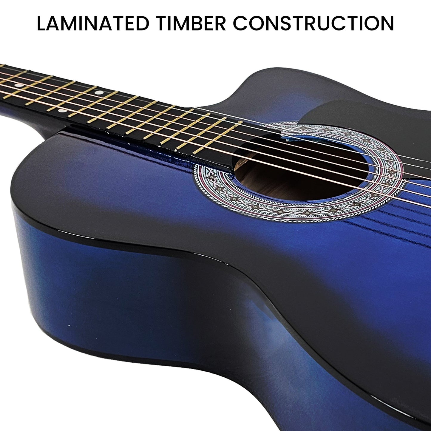 Karrera 38in Cutaway Acoustic Guitar with guitar bag - Blue Burst