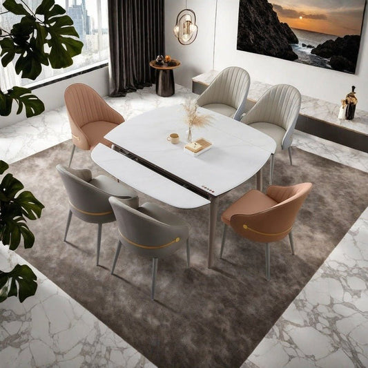 VELLUTO Dining Chairs Set Armchairs Mid Century Modern Kitchen Dining Room Chairs Faux Leather Accent Chairs Metal Vanity Lounge Chair with Back for Living Room Bedrooms  Set of 2 (Brown)