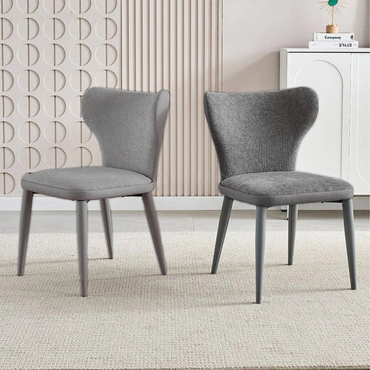 VELLUTO Modern Kitchen Dining Room Chairs Faux Leather Flannel Accent Chairs Metal Vanity Lounge Chair with Back for Living Room Set of 2(Light Grey)
