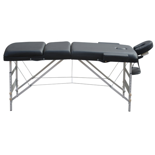 YES4HOMES 3 Fold 5 cm Thickness Foam Portable Aluminium Massage Table Massage Bed Beauty Therapy Black
