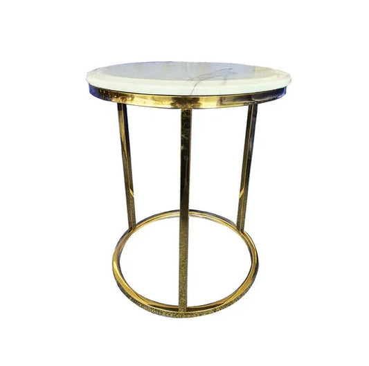Kelly Side Table - White on Gold - 45cm - Mekamart Australia
