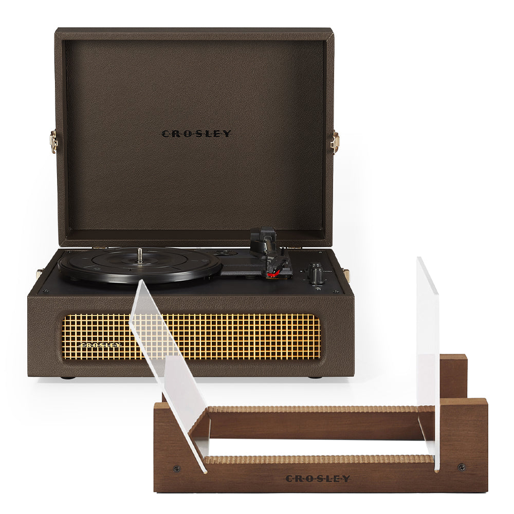 Crosley Voyager Bluetooth Portable Turntable - Cocoa + Bundled Crosley Record Storage Display Stand