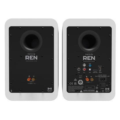 Kanto REN 200W Powered Bookshelf Speakers with HDMI ARC, USB-C, and Bluetooth 5.3 - Matte White, Pair