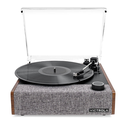 Victrola Eastwood II Turntable - Walnut + Bundled Majority D40X Bluetooth Speakers