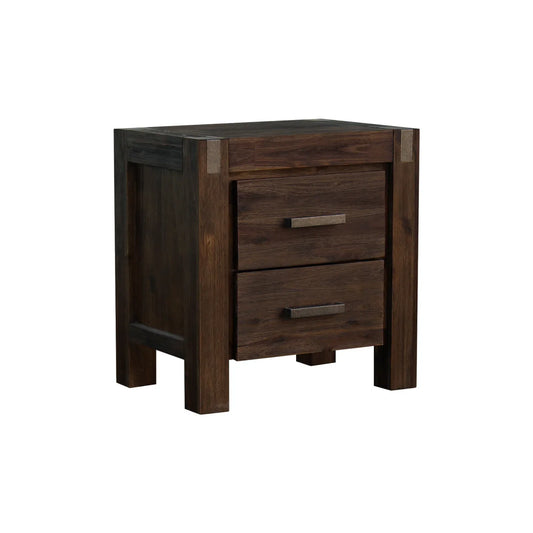 Bedside Table 2 drawers Night Stand Solid Wood Acacia Storage in Chocolate Colour - Mekamart Australia