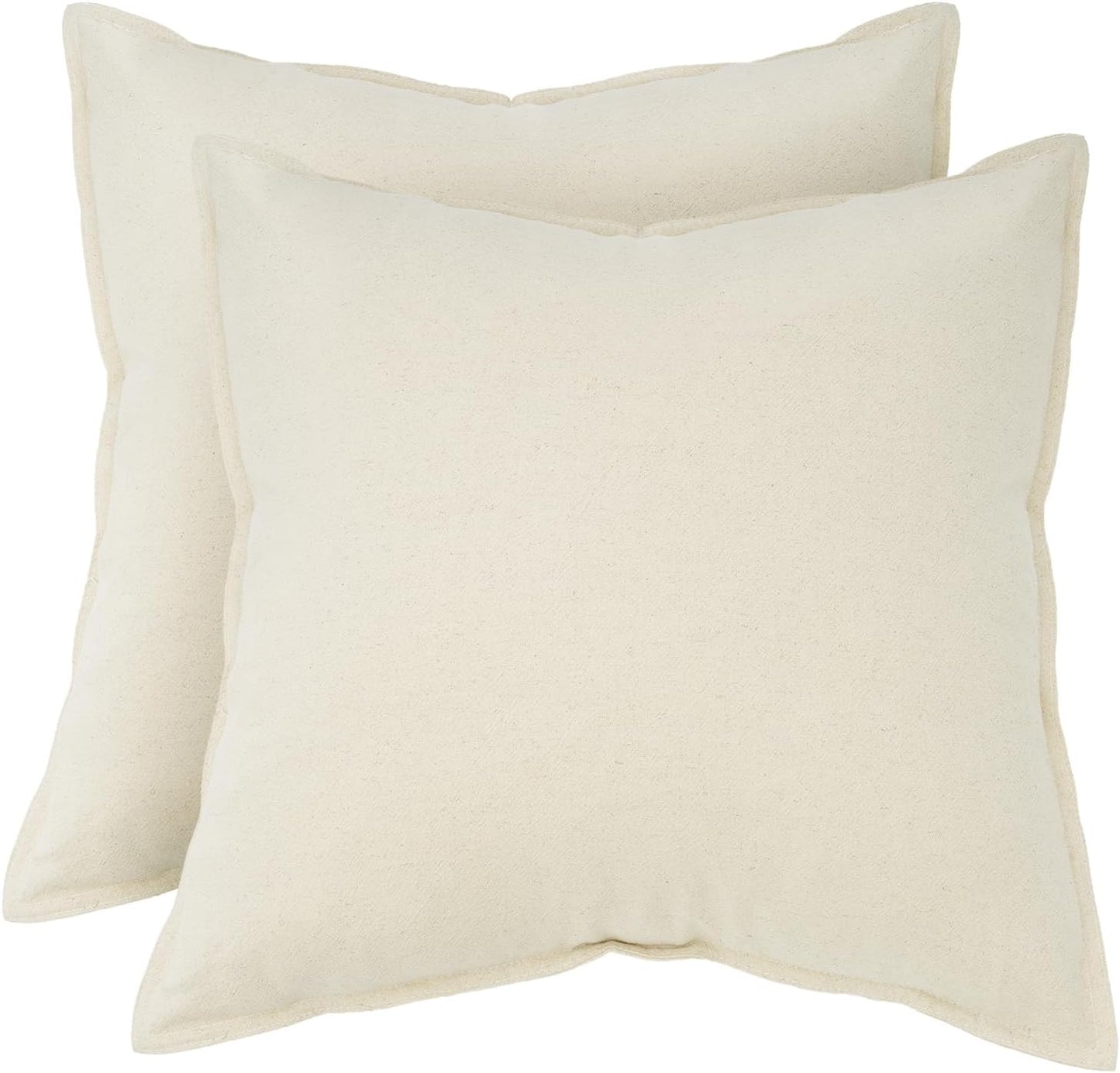Linen Cushion Covers - 30% Linen 70% Cotton Blend, Soft & Breathable with Hidden Zipper Design - Linen, 45cm x 45cm (Twin Pack)