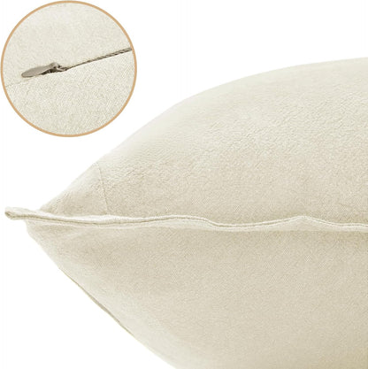 Linen Cushion Covers - 30% Linen 70% Cotton Blend, Soft & Breathable with Hidden Zipper Design - Linen, 45cm x 45cm (Twin Pack)