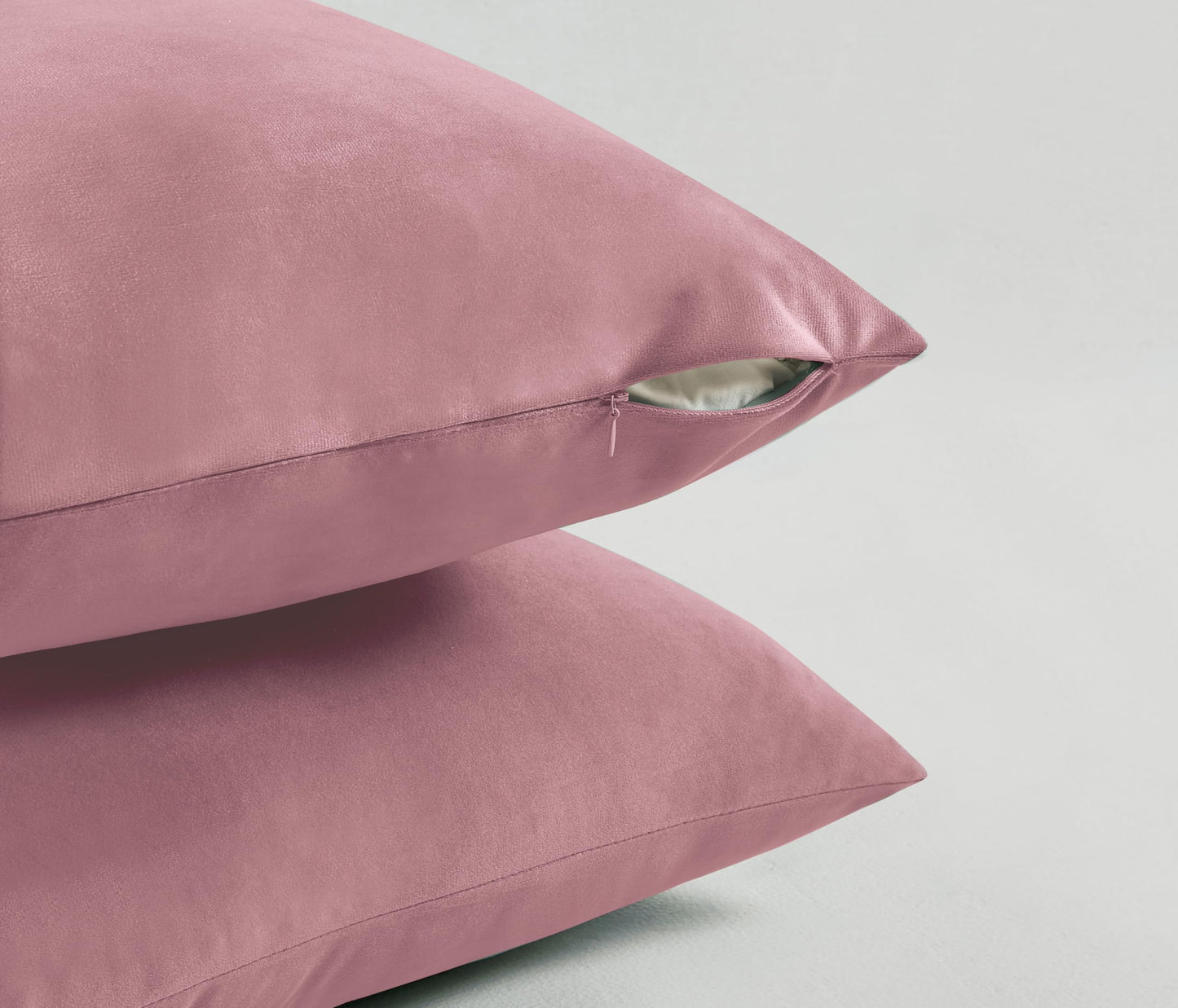 Twin-Pack Velvet Cushion Covers - Soft Microfibre Cushion Covers with Hidden Zipper (Blush, 30cm*50cm)