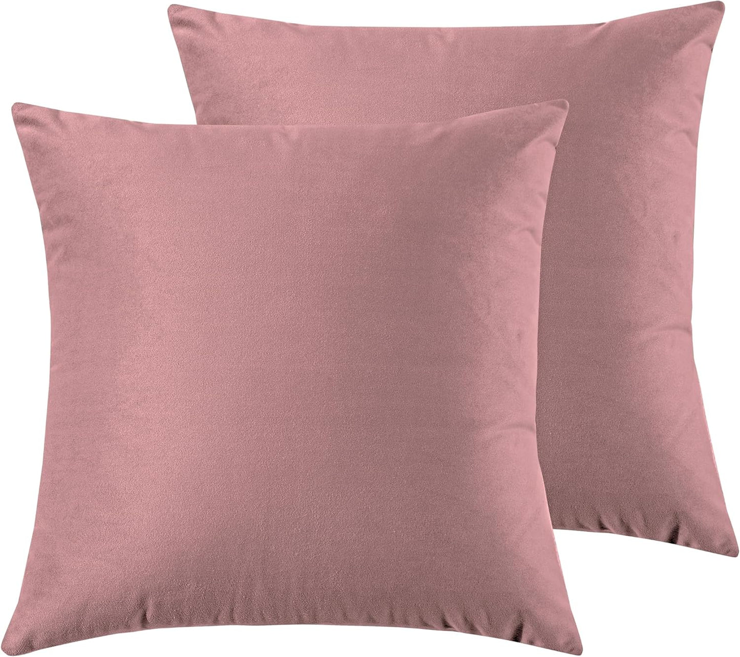 Twin-Pack Velvet Cushion Covers - Soft Microfibre Cushion Covers with Hidden Zipper (Blush, 45cm*45cm)