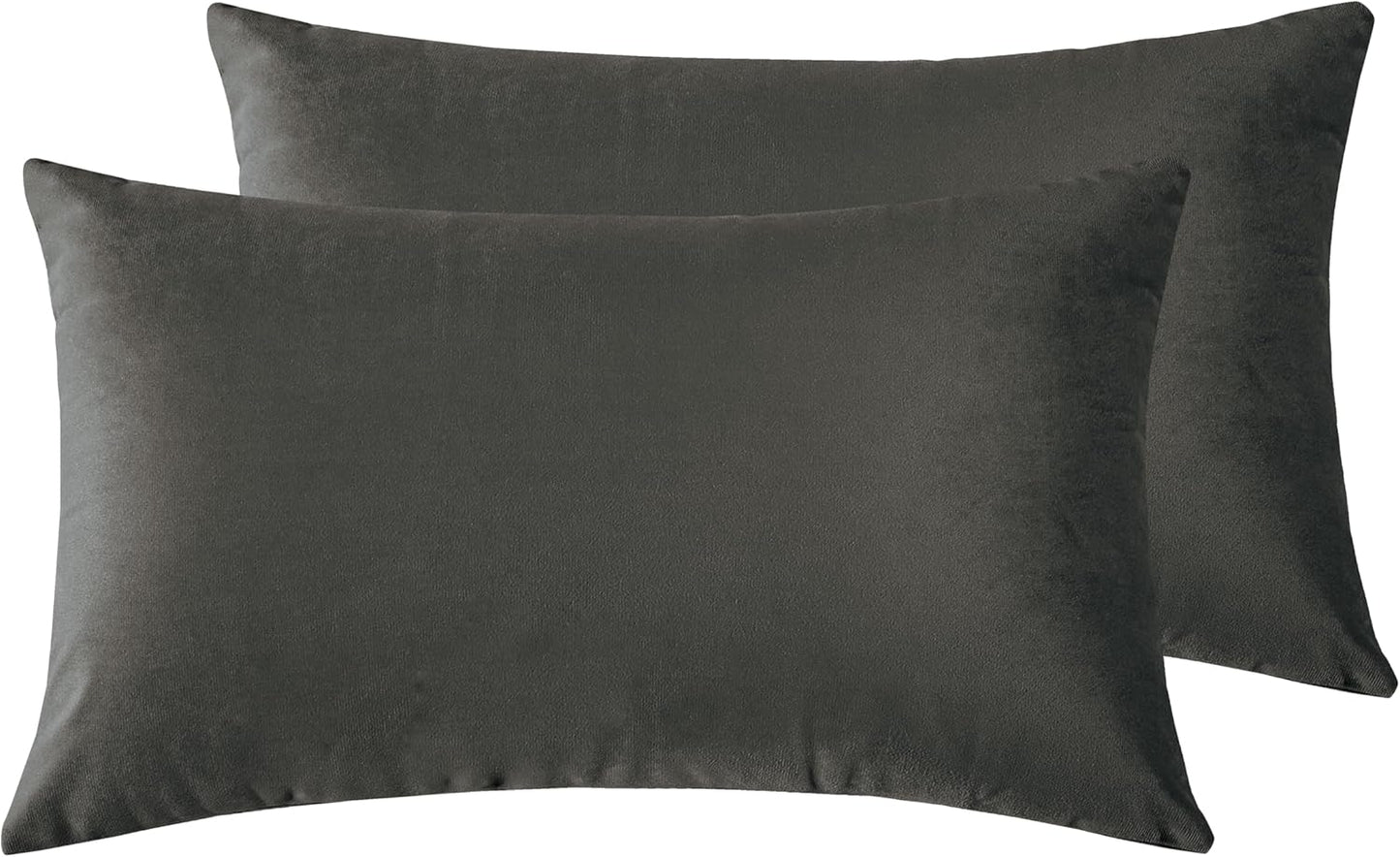Twin-Pack Velvet Cushion Covers - Soft Microfibre Cushion Covers with Hidden Zipper (Dark Grey, 30cm*50cm)