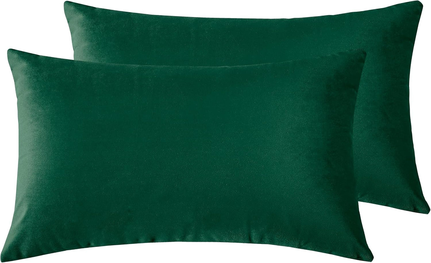 Twin-Pack Velvet Cushion Covers - Soft Microfibre Cushion Covers with Hidden Zipper (Emerald Green, 30cm*50cm)