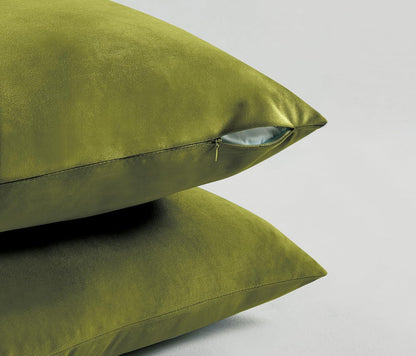 Twin-Pack Velvet Cushion Covers - Soft Microfibre Cushion Covers with Hidden Zipper (Green, 65cm*65cm)
