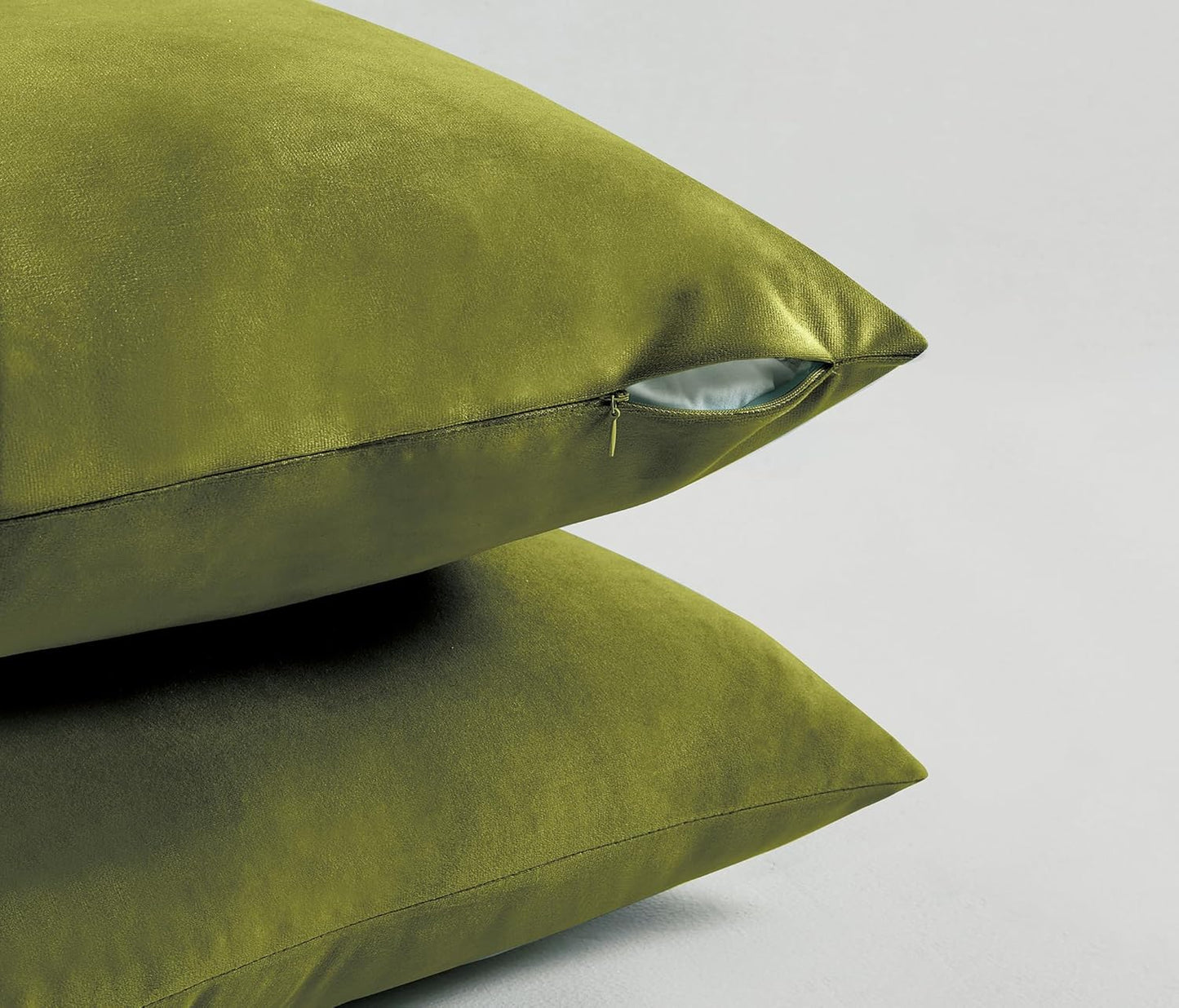 Velvet Cushion Covers - Ultra Soft Microfibre Velvet with Hidden Zipper - Gradient Green, 45cm*45cm (Pack of 4)