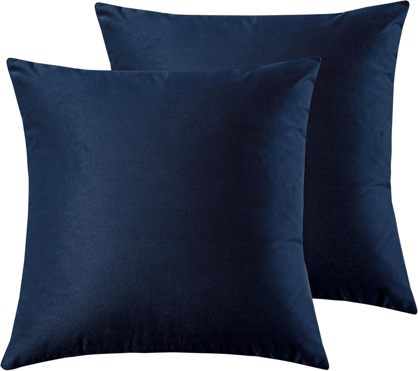 Twin-Pack Velvet Cushion Covers - Soft Microfibre Cushion Covers with Hidden Zipper (Navy Blue, 45cm*45cm)