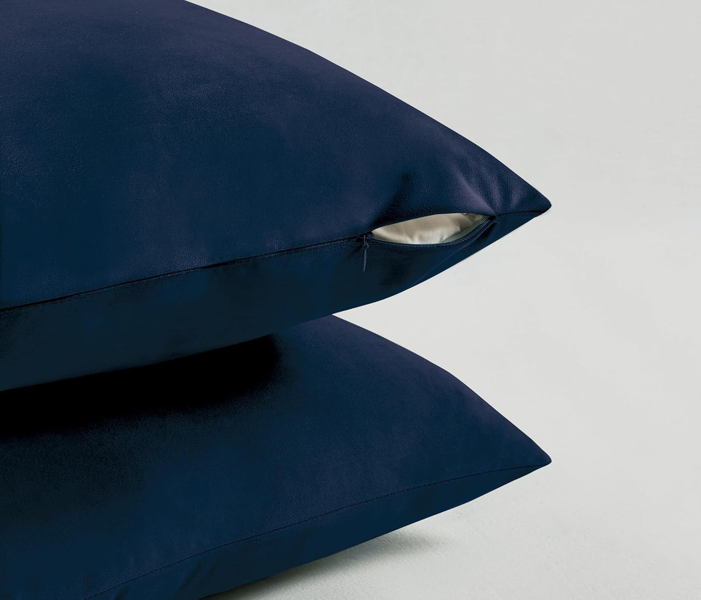 Twin-Pack Velvet Cushion Covers - Soft Microfibre Cushion Covers with Hidden Zipper (Navy Blue, 65cm*65cm)