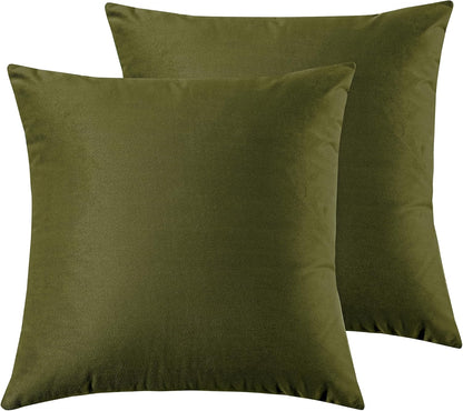 Twin-Pack Velvet Cushion Covers - Soft Microfibre Cushion Covers with Hidden Zipper (Olive Green, 65cm*65cm)