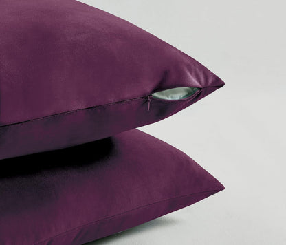 Twin-Pack Velvet Cushion Covers - Soft Microfibre Cushion Covers with Hidden Zipper (Plum, 45cm*45cm)